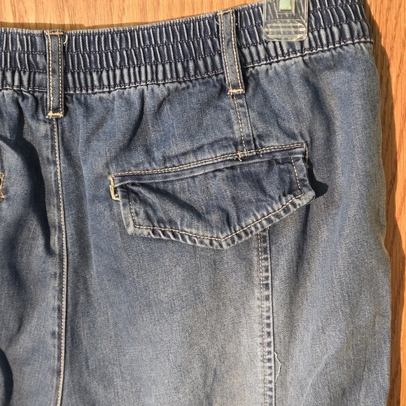 Sanctuary Los Angeles Women's XL Blue Cargo Jeans Elastic Bottom Waist & Hem - Picture 8 of 15